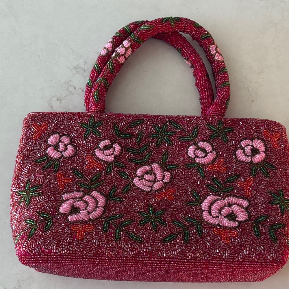Vintage Floral Beaded Purse - Picture 5 of 6